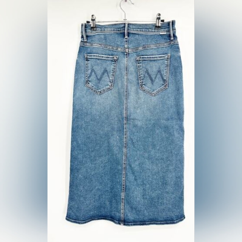 Mother Going Full Circle The Swooner Straight A Midi Denim Jean Skirt Size 27 - Picture 4 of 7